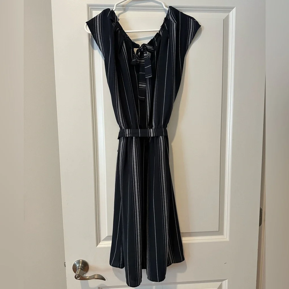 LC Lauren Conrad Blue and White Striped Dress Size Medium - Picture 4 of 4